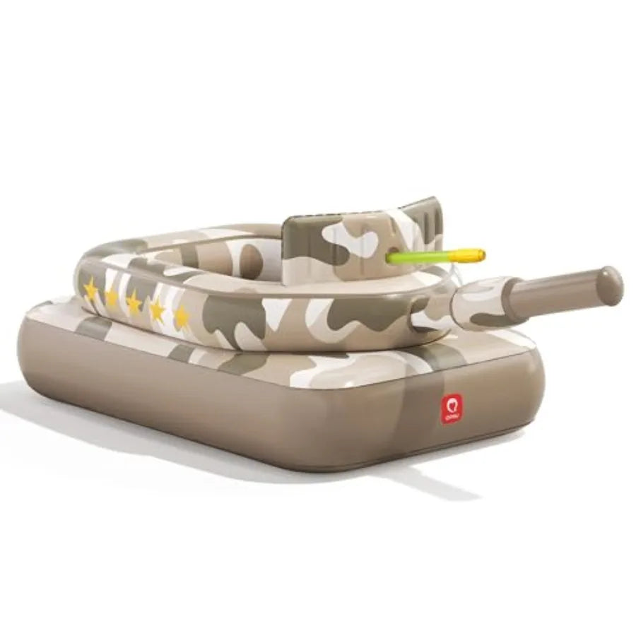 Inflatable Tank Pool Float for Adults and Ride-On Camouflage Floaty with Water Cannon, Swim Raft Toy for Boys Girls, Lake Beach