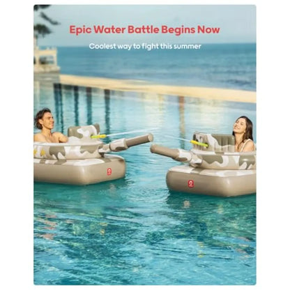 Inflatable Tank Pool Float for Adults and Ride-On Camouflage Floaty with Water Cannon, Swim Raft Toy for Boys Girls, Lake Beach